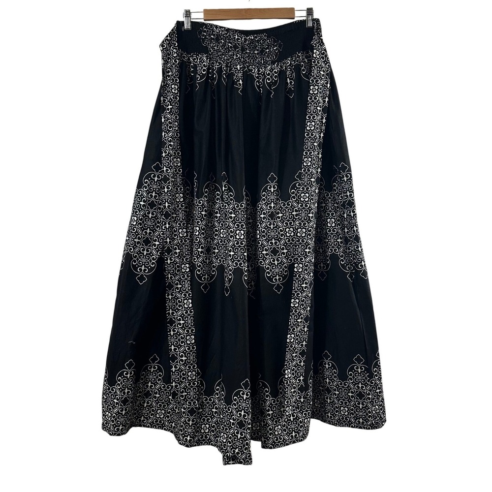 My Choice Plus Size Black White Damask Print Cotton Wide Leg Palazzo Pants Boho View 3
